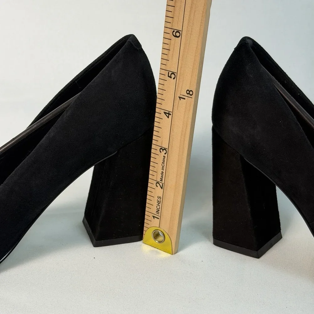 Marc Fisher Size-5.5 M‎ Women's Black Yalina Slip-On Block Pump Heel Shoes